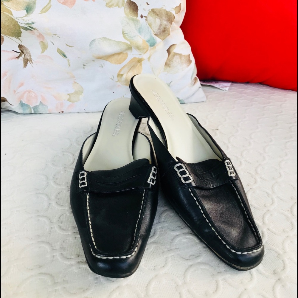Aerosoles Lolly Black Leather Mule